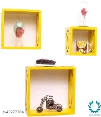 Unique Wall Shelves - LXHXB: 28X28X12 cm, Red Black, Wooden, NO. of S helves :-3